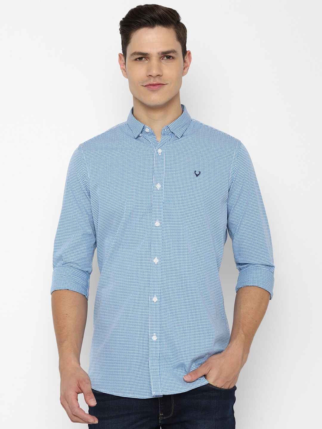 

Allen Solly Sport Men Blue & White Micro Checked Casual Shirt