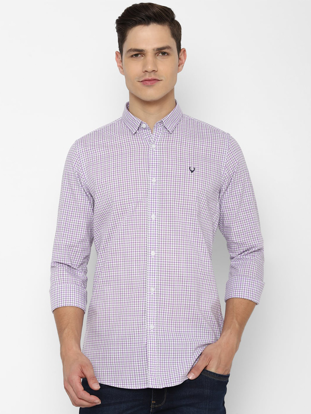 

Allen Solly Sport Men Purple & Green Grid Tattersall Checked Cotton Casual Shirt