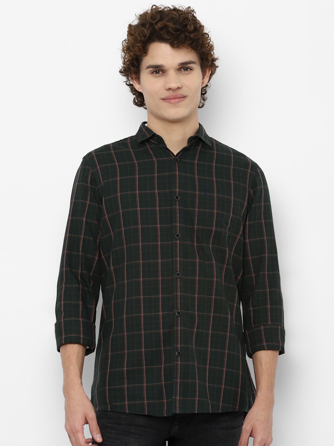 

Allen Solly Sport Men Black & Brown Windowpane Checked Cotton Casual Shirt