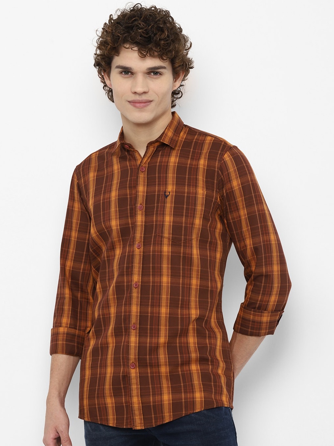 

Allen Solly Sport Men Brown & Orange Checked Casual Shirt