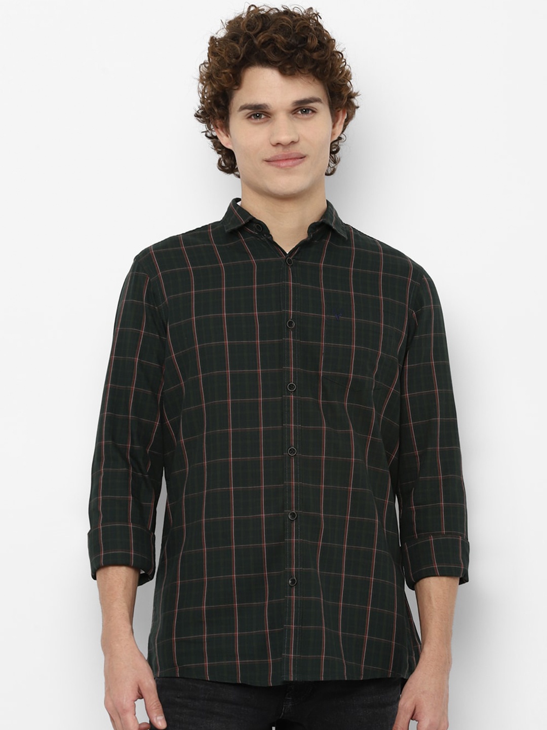 

Allen Solly Sport Men Black Windowpane Checks Checked Pure Cotton Casual Shirt
