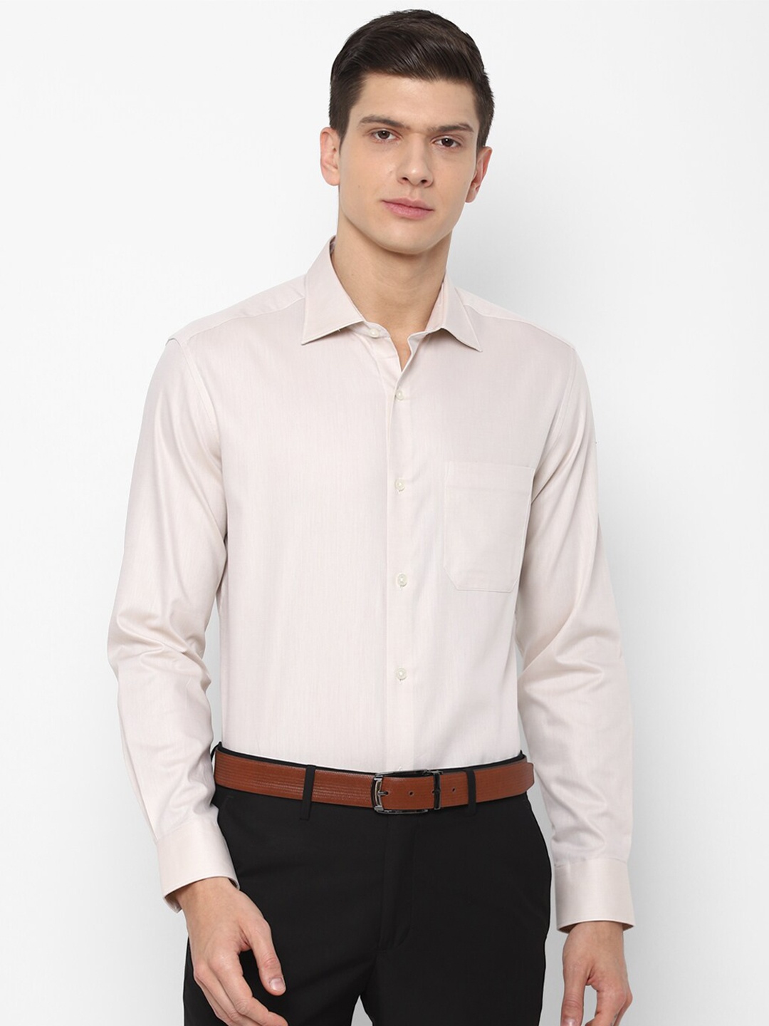 

Louis Philippe Men Beige Pure Cotton Formal Shirt