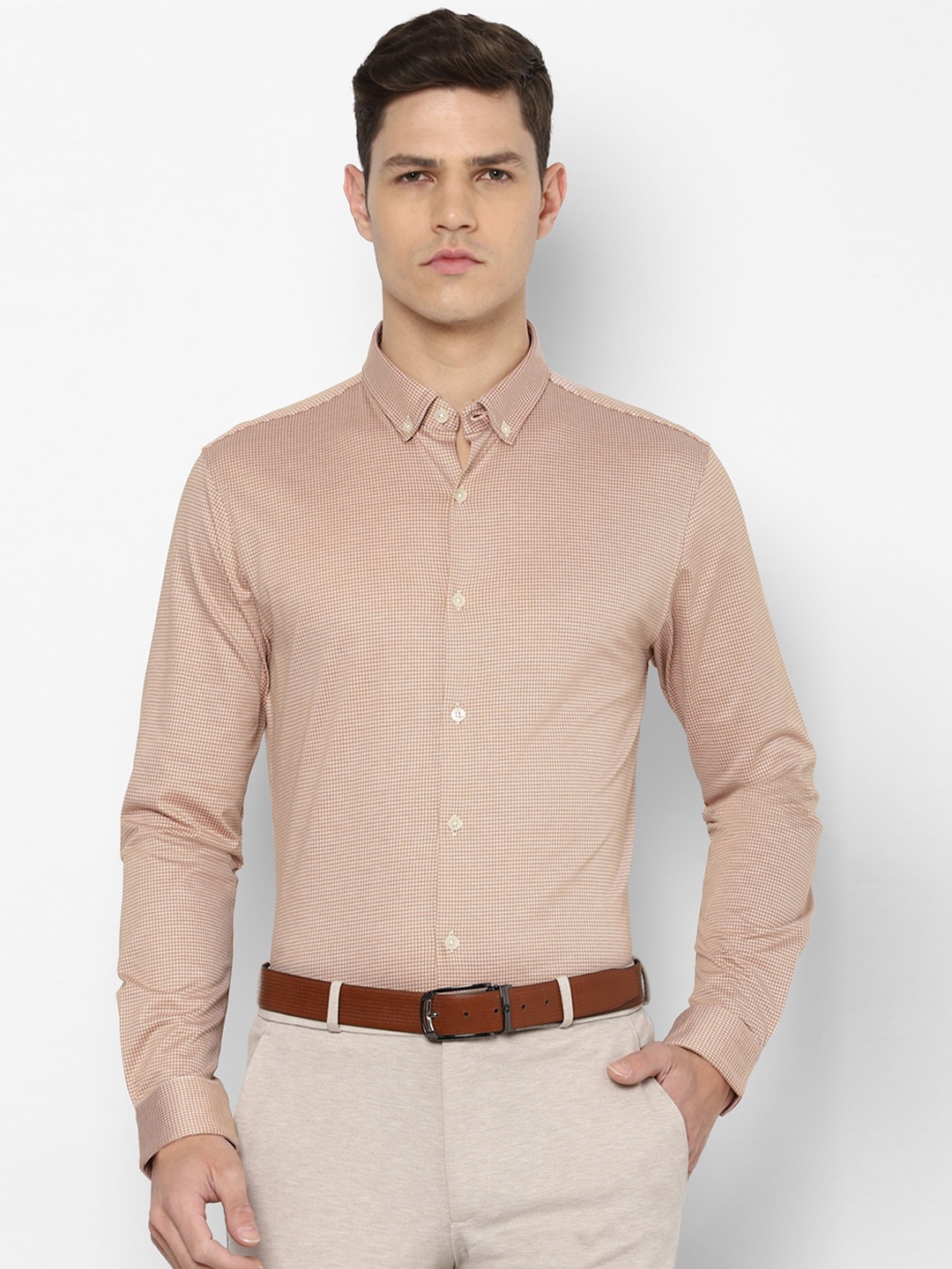 

Louis Philippe Men Orange Slim Fit Printed Cotton Formal Shirt