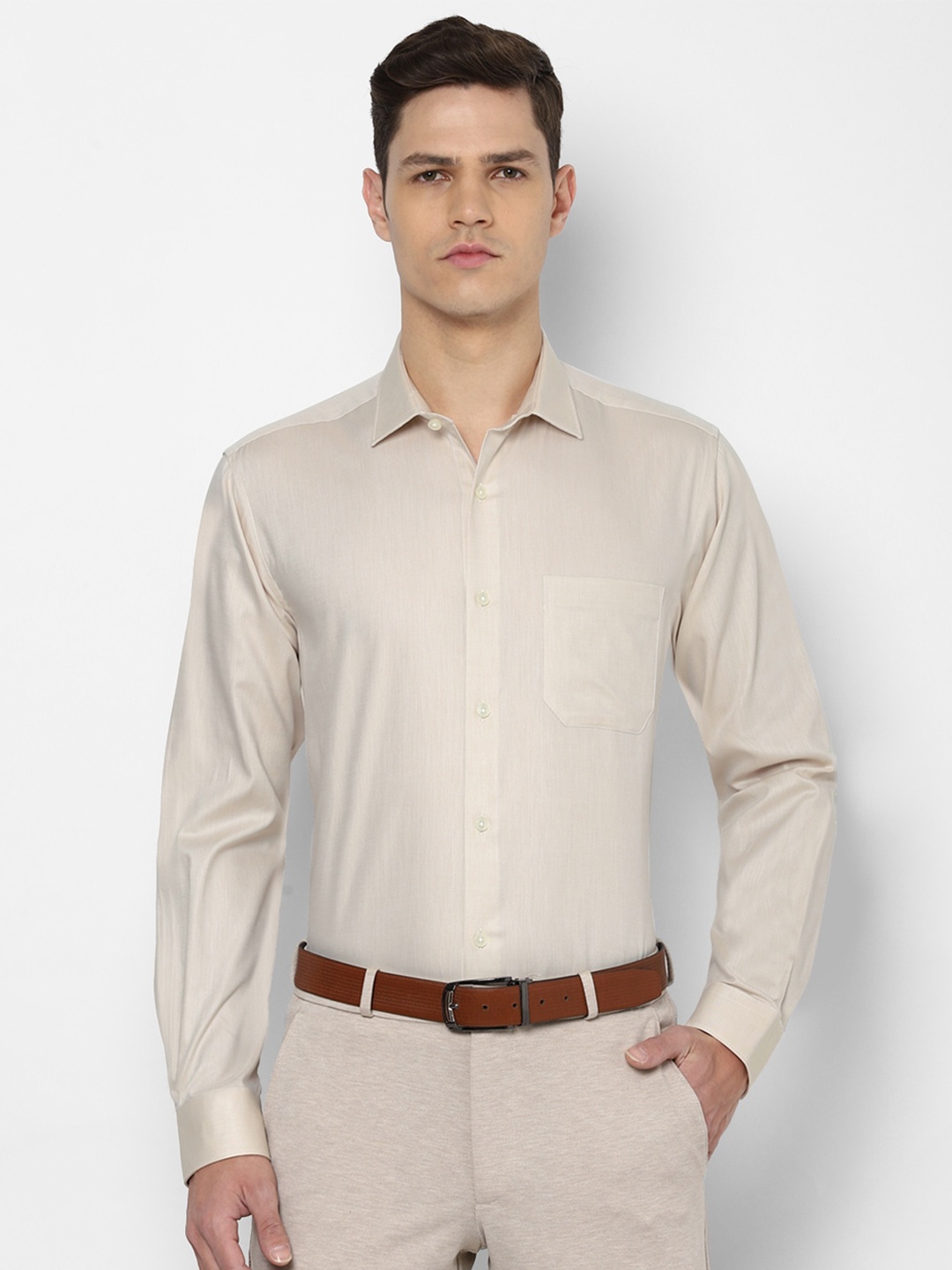 

Louis Philippe Men Cream-Coloured Slim Fit Formal Shirt