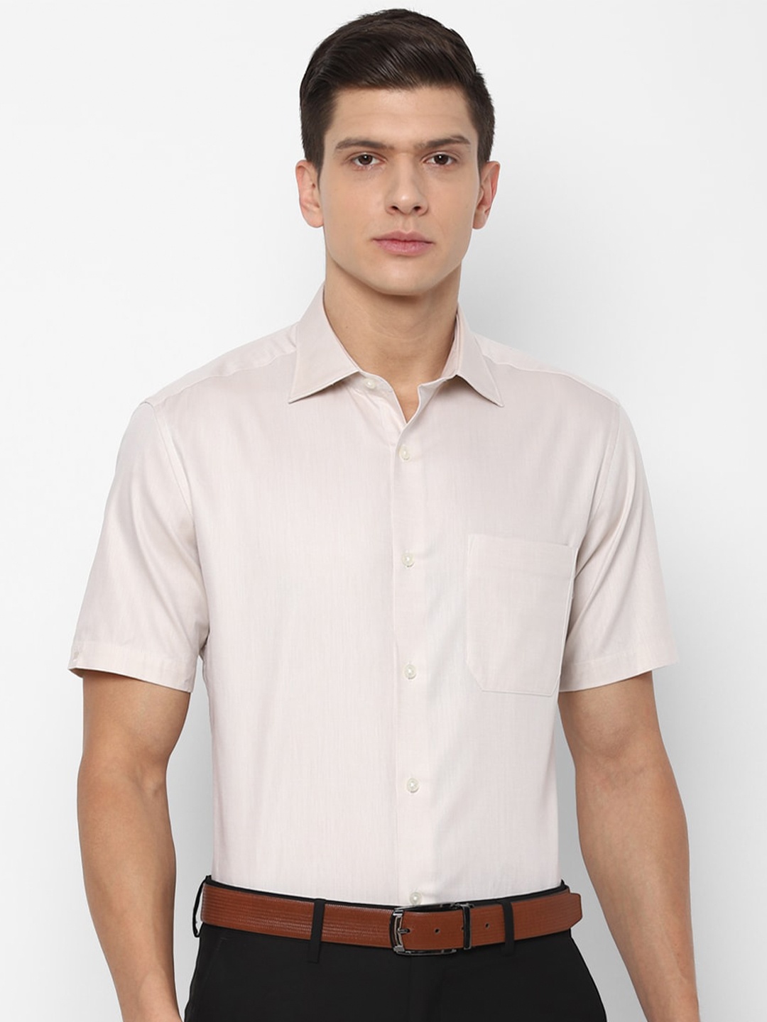 

Louis Philippe Men Beige Pure Cotton Formal Shirt