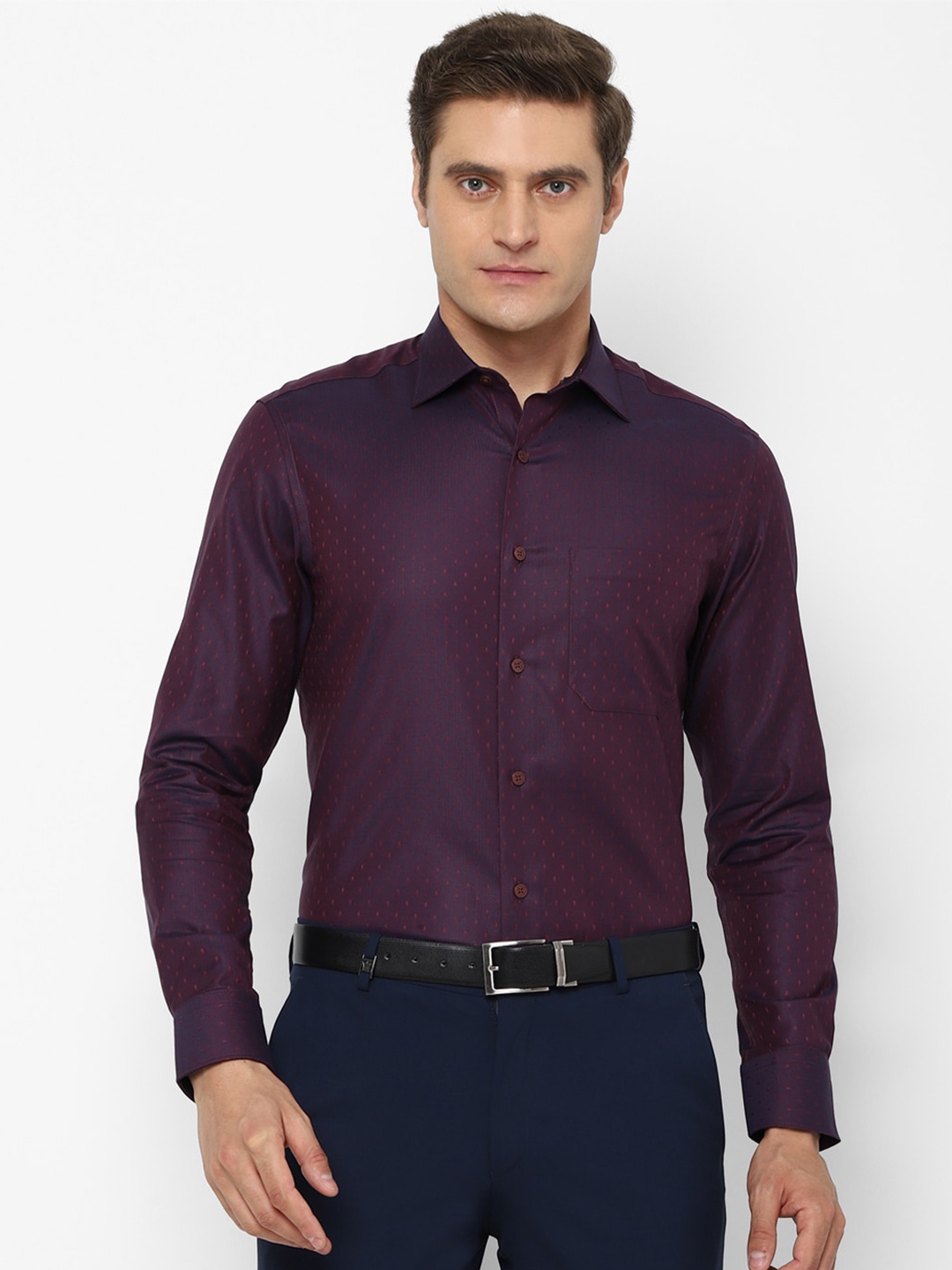 

Louis Philippe Men Purple Cotton Formal Shirt