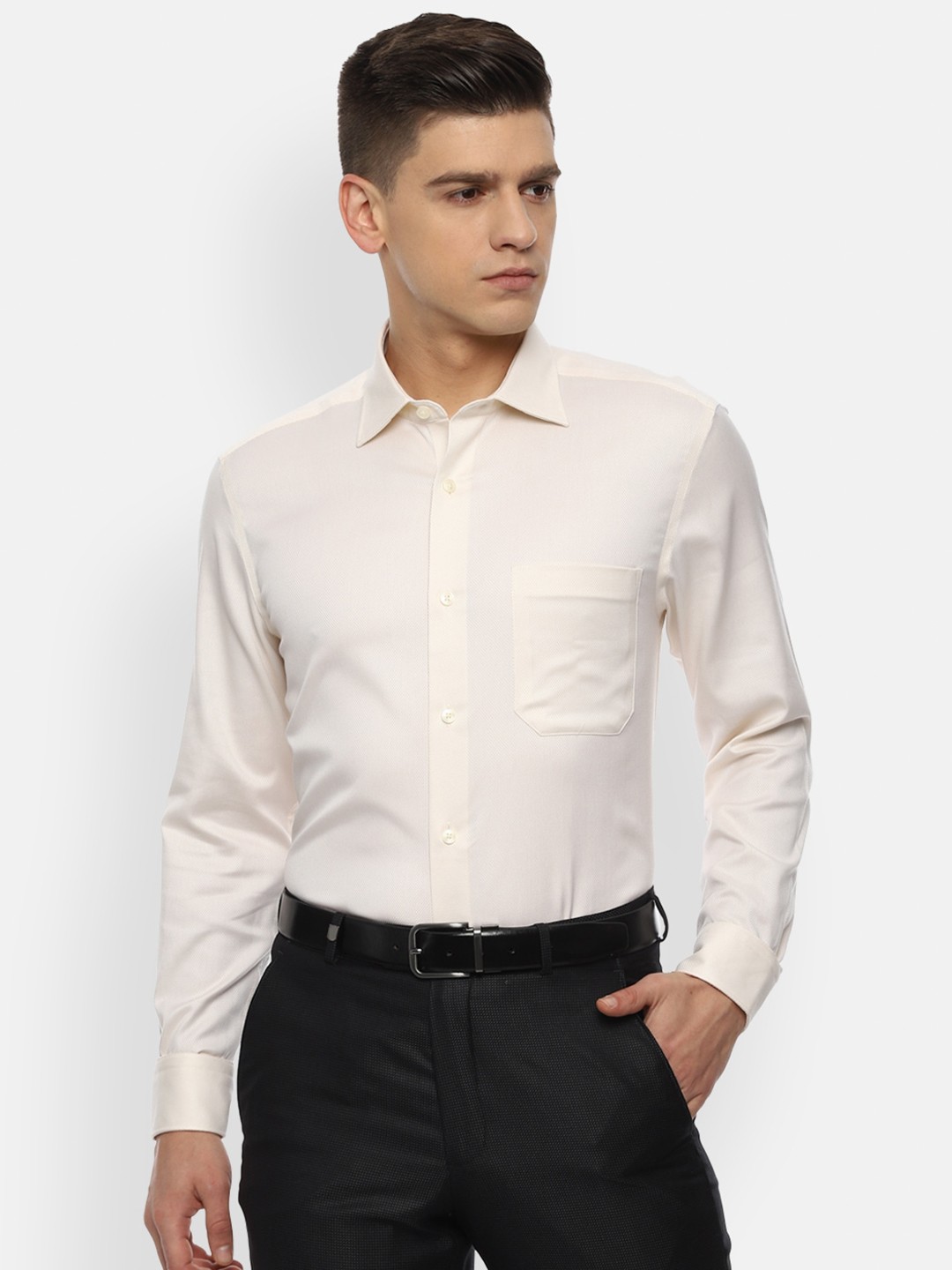 

Louis Philippe Men Cream-Coloured Formal Shirt