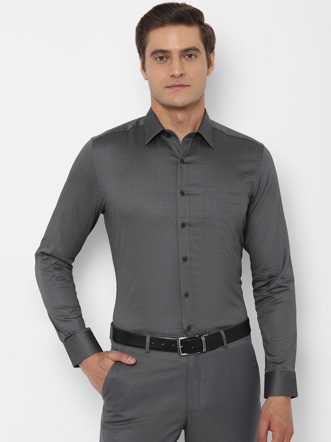 

Louis Philippe Men Grey Slim Fit Formal Shirt