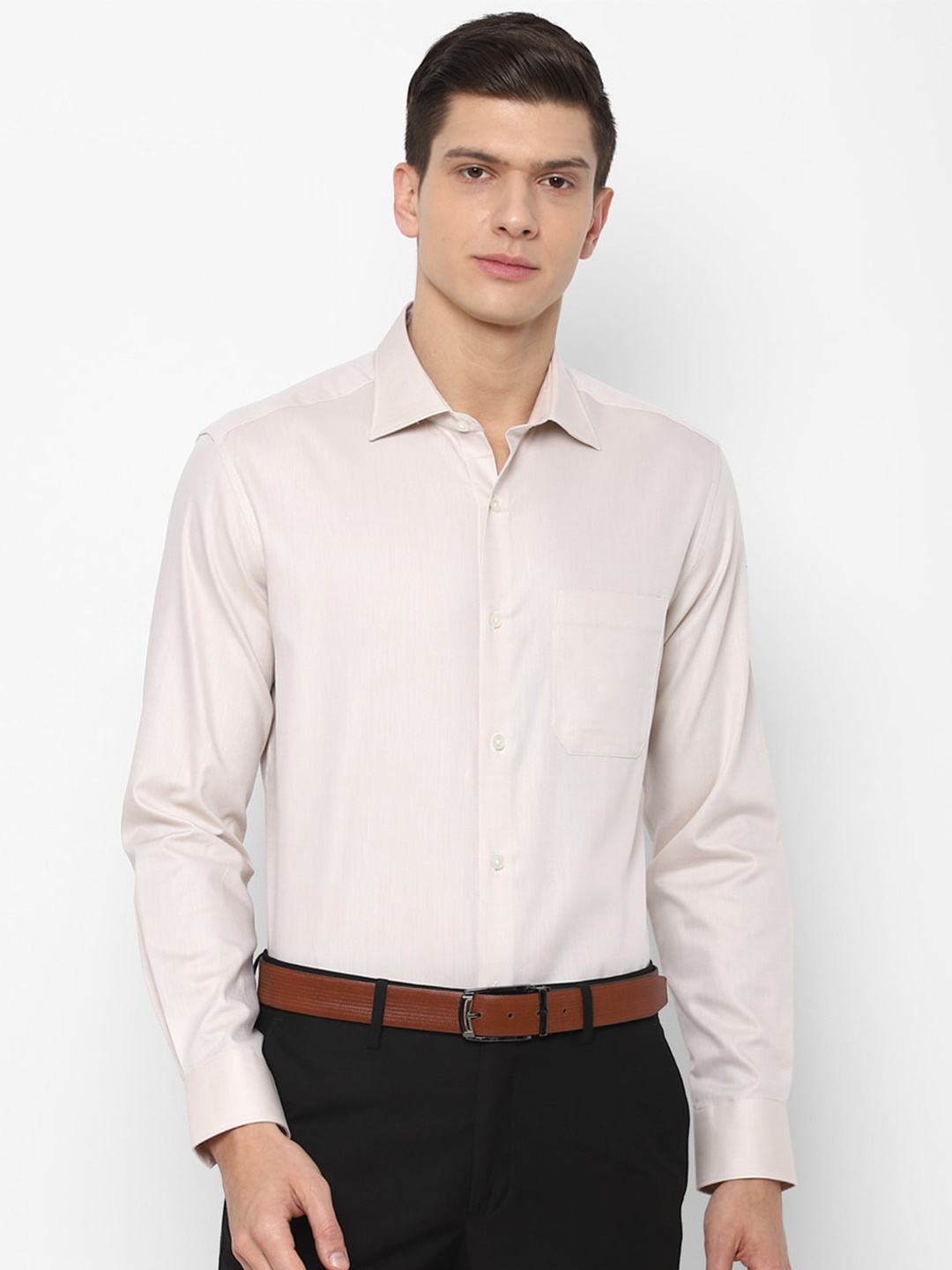 

Louis Philippe Men Beige Pure Cotton Formal Shirt