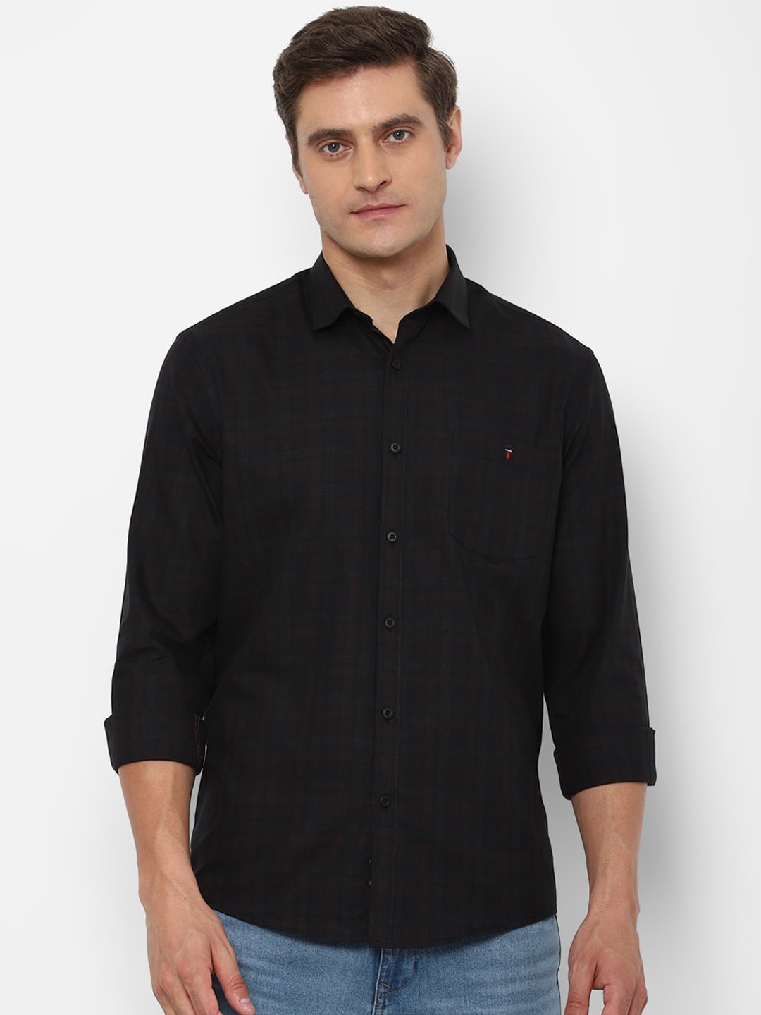 

Louis Philippe Jeans Men Black Slim Fit Checked Casual Shirt