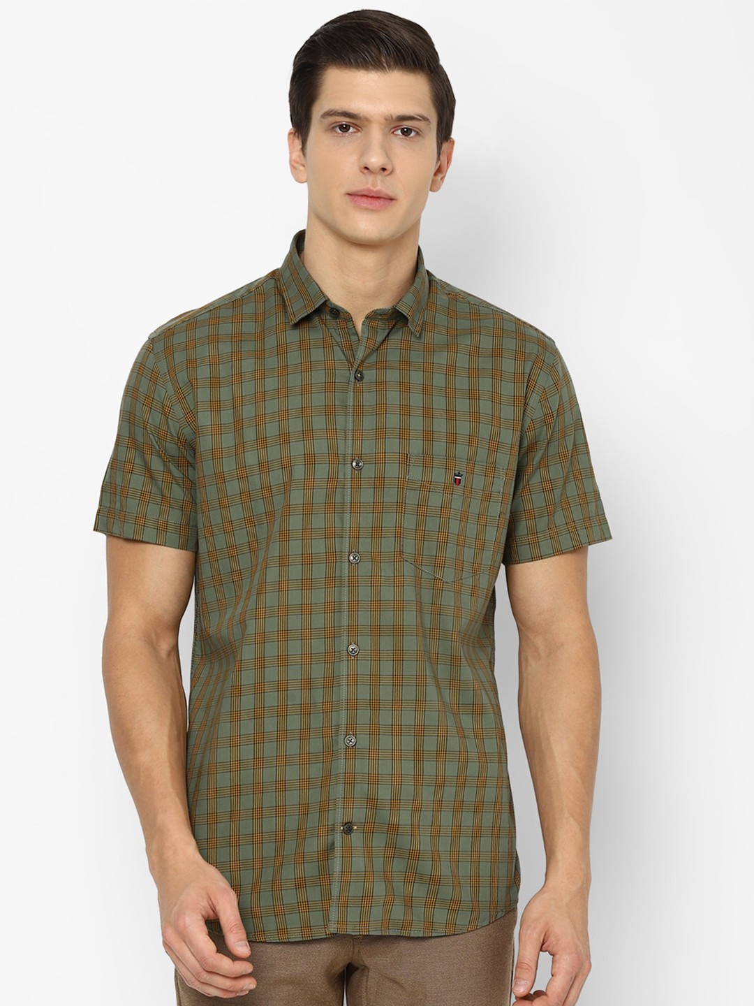 

Louis Philippe Sport Men Olive Green Slim Fit Checked Casual Shirt