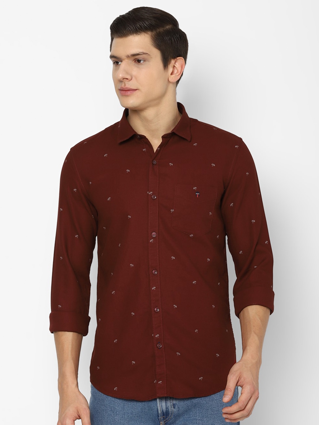 

Louis Philippe Sport Men Maroon Slim Fit Printed Casual Shirt