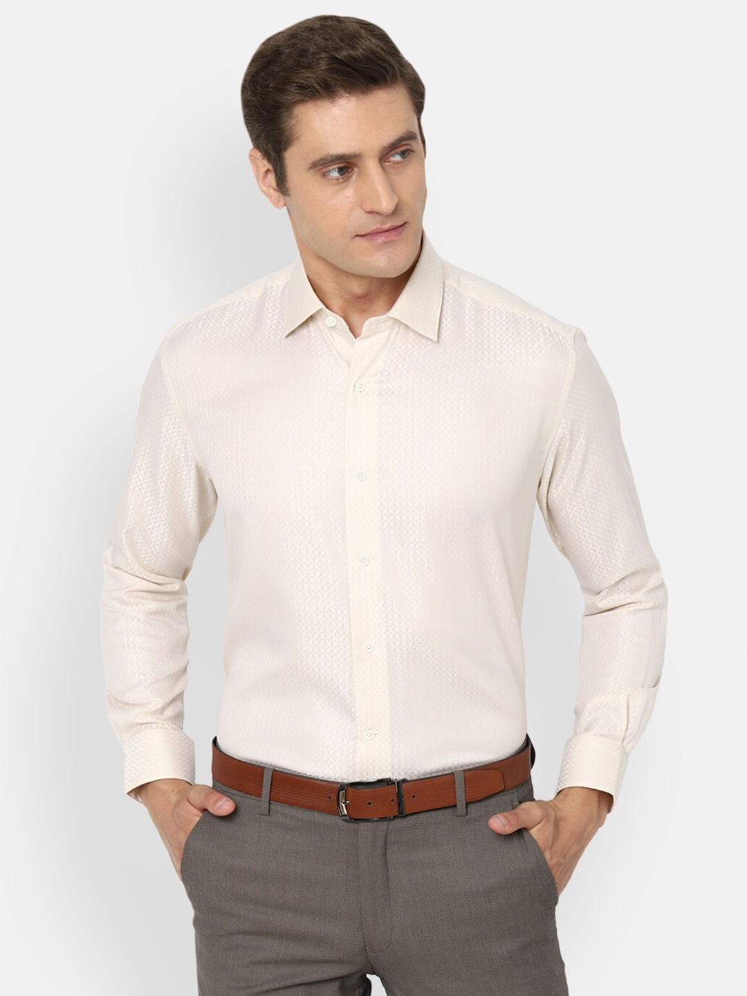 

Luxure by Louis Philippe Men Cream-Coloured Formal Shirt