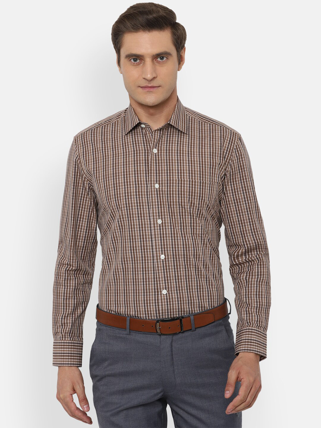 

Luxure by Louis Philippe Men Brown Checked Formal Shirt