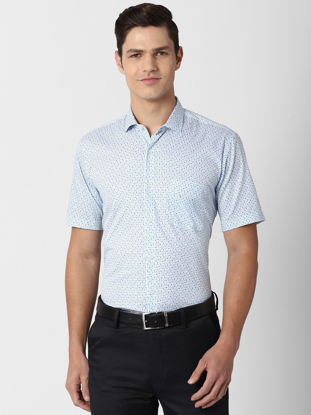 

Peter England Men Blue Printed Formal Shirt
