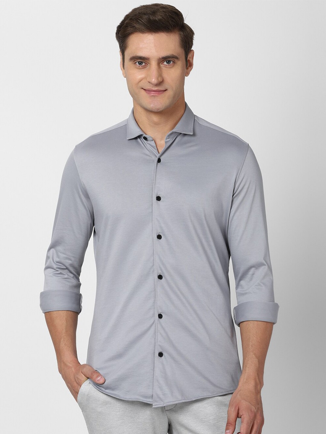

Peter England Men Grey Slim Fit Casual Shirt