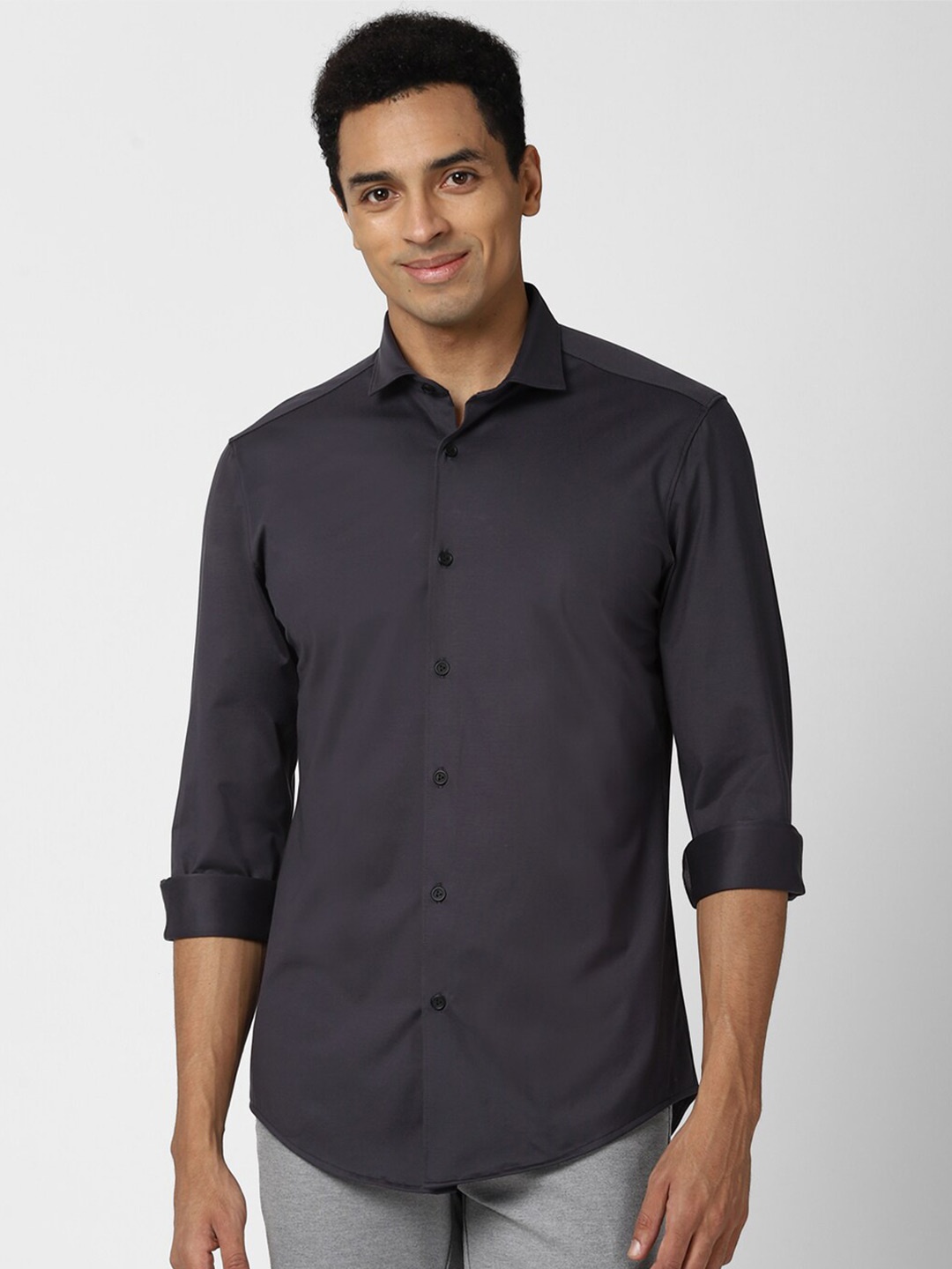 

Peter England Men Grey Slim Fit Casual Shirt