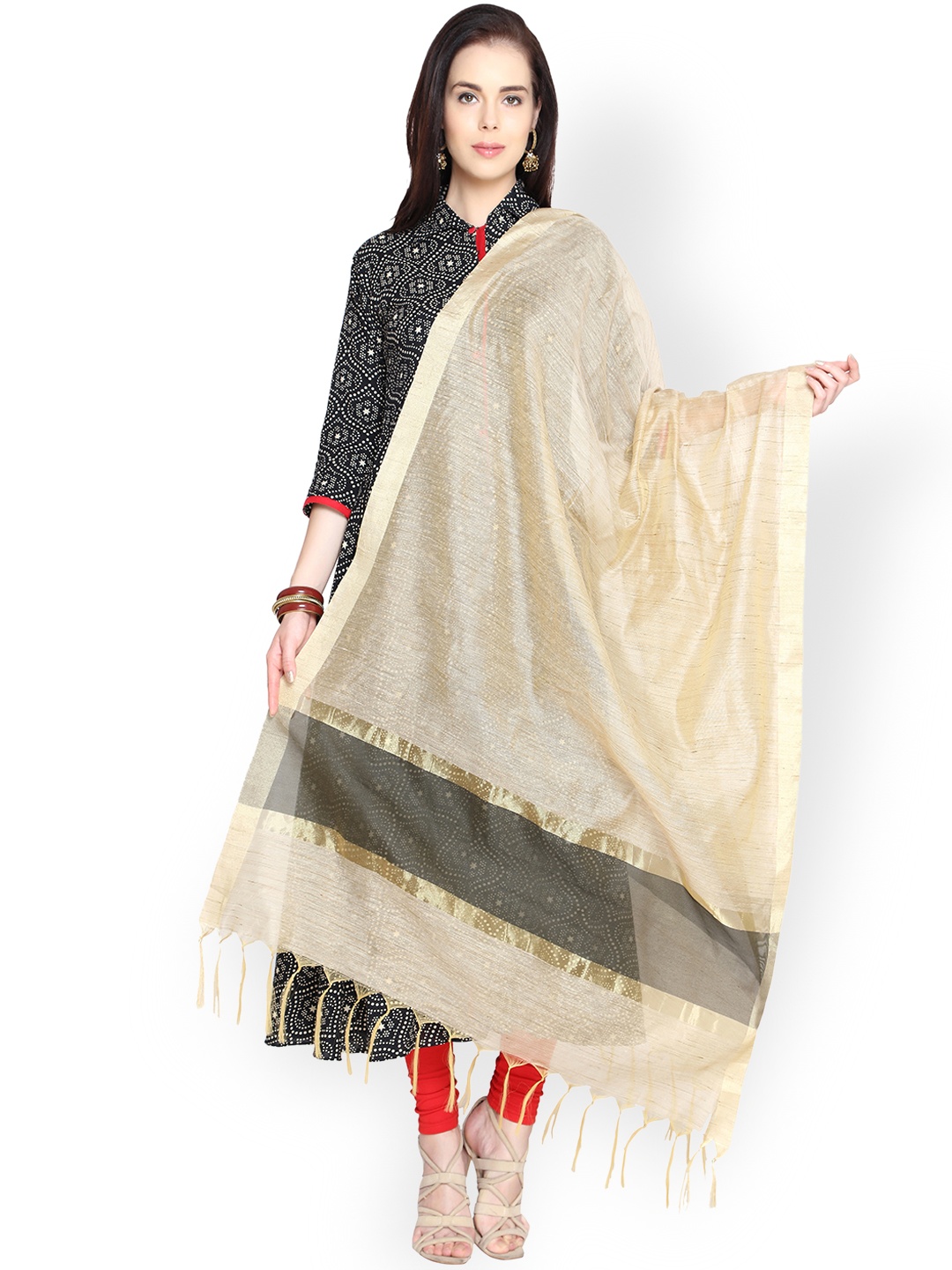 

Dupatta Bazaar Beige Handwoven Dupatta