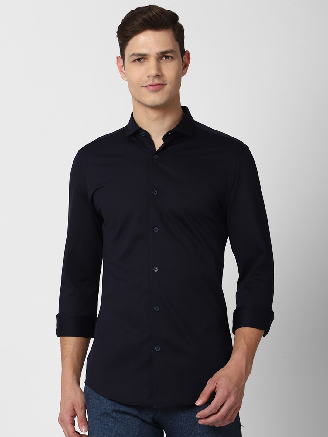 

Peter England Men Navy Blue Slim Fit Casual Shirt