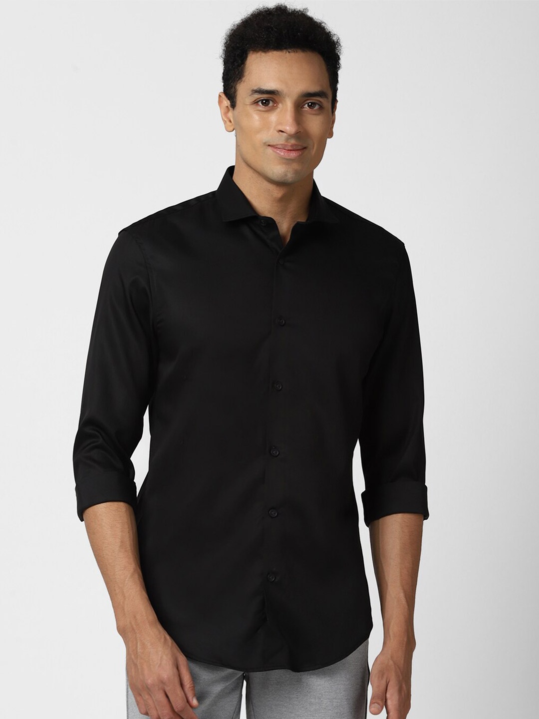

Peter England Men Black Slim Fit Casual Shirt