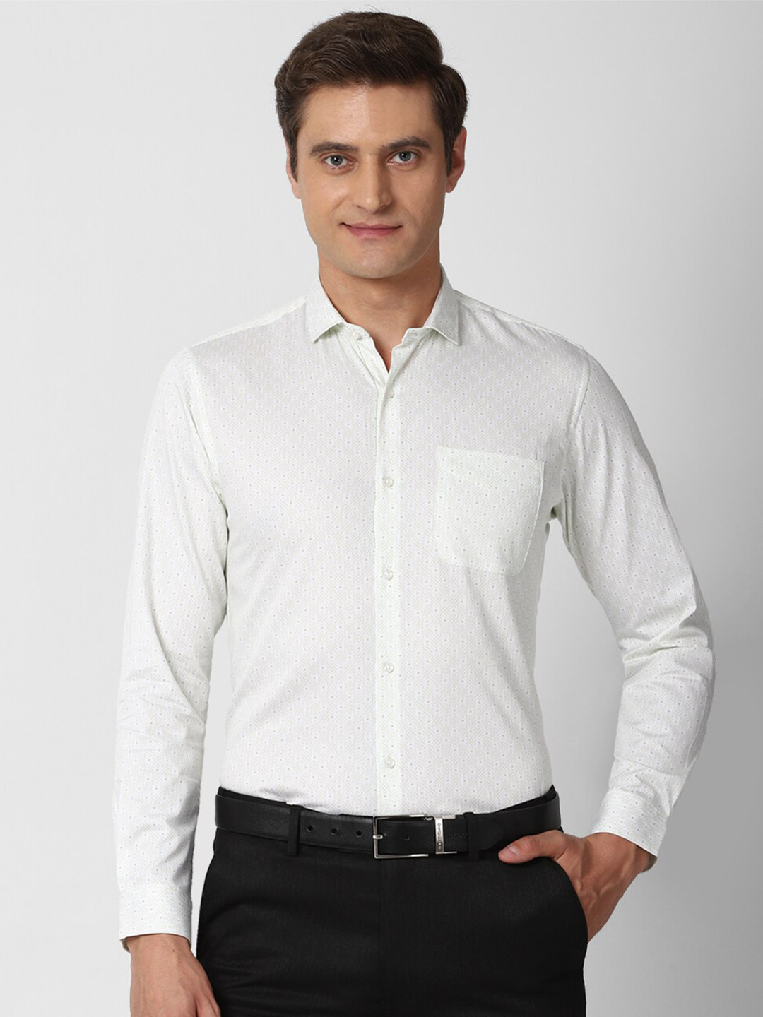 

Peter England Men White Slim Fit Printed Formal Shirt