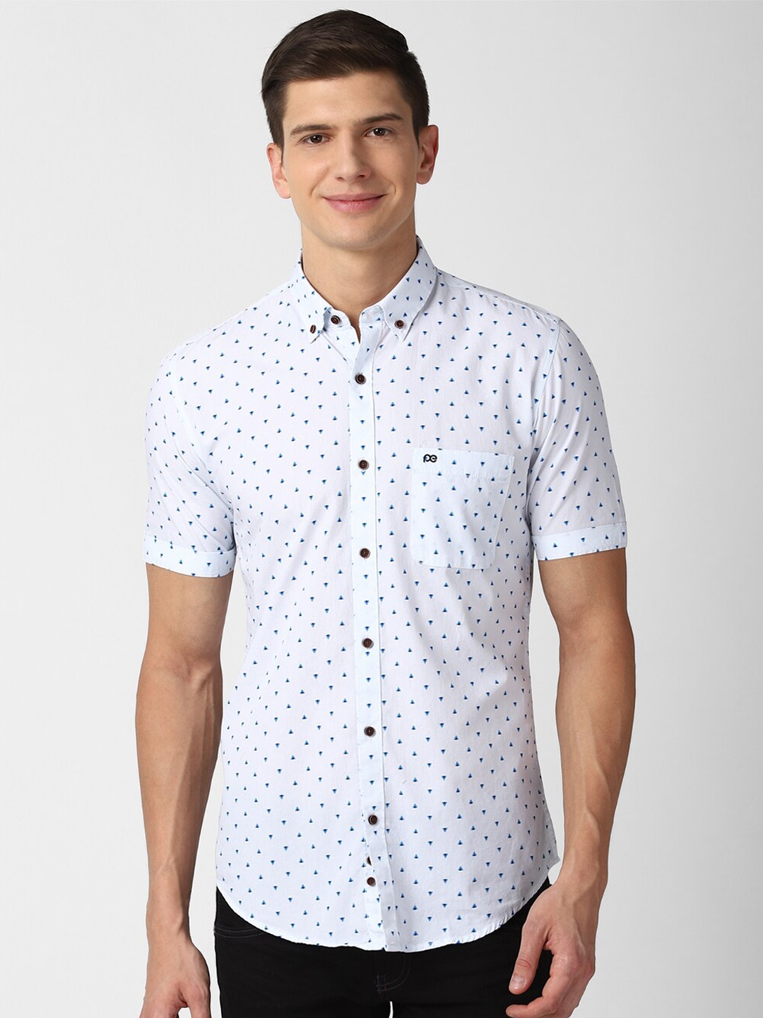 

Peter England Casuals Men Blue Slim Fit Printed Casual Shirt