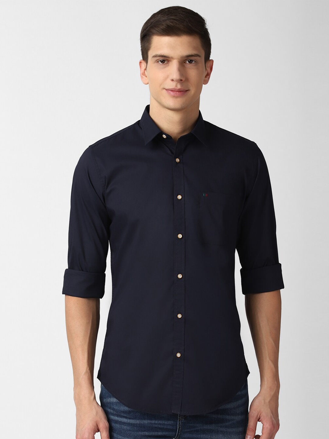 

Peter England Casuals Men Navy Blue Slim Fit Casual Shirt