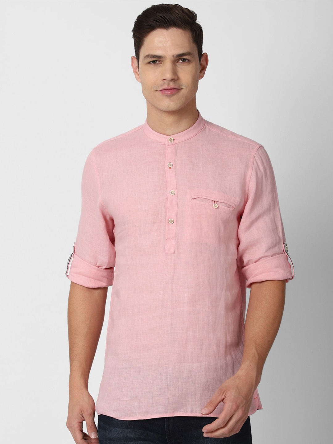 

Peter England Casuals Men Pink Slim Fit Casual Shirt