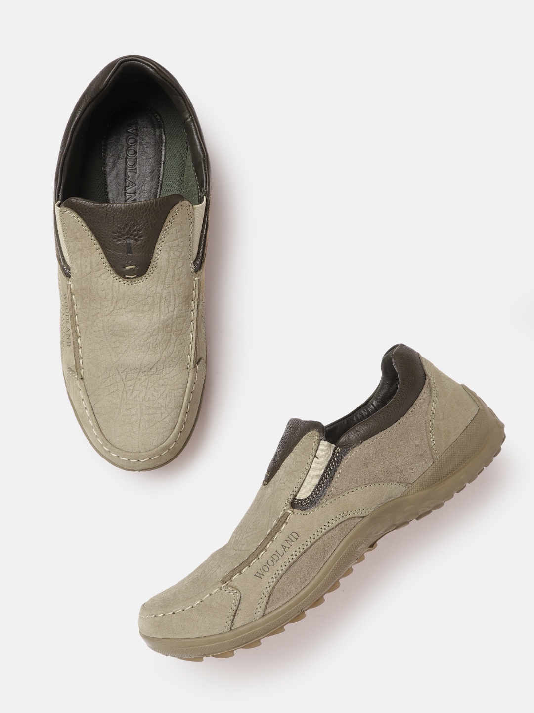 

Woodland Men Khaki Solid Slip-On Sneakers