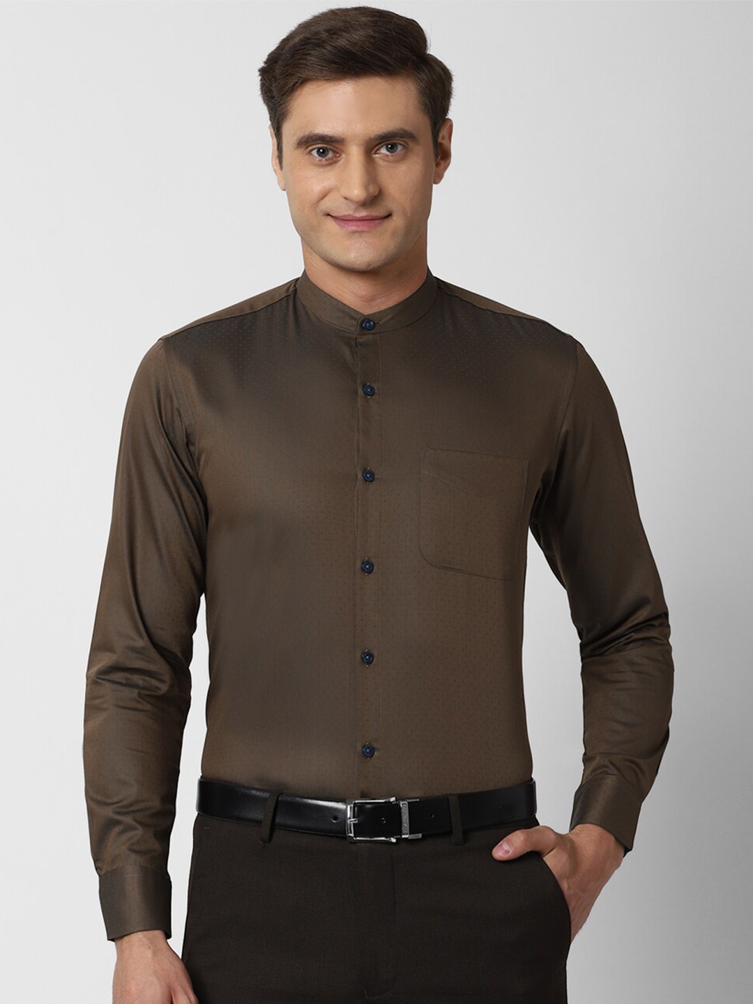 

Peter England Elite Men Brown Pure Cotton Formal Shirt