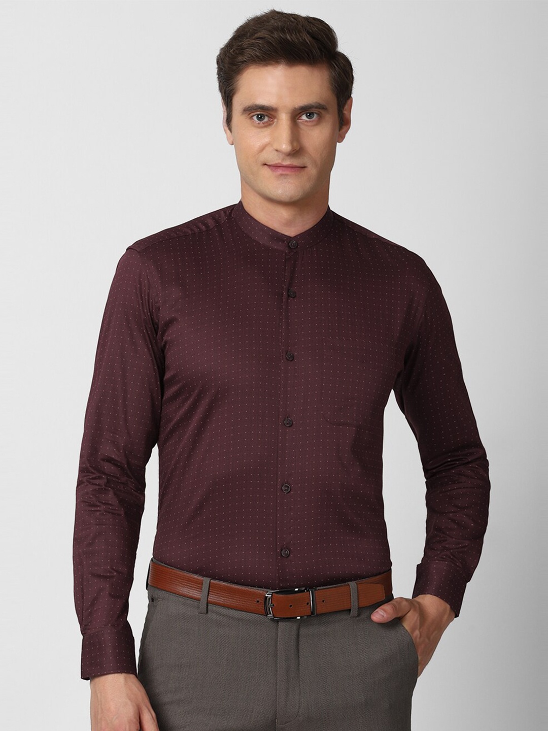 

Peter England Elite Men Maroon Printed Formal Shirt