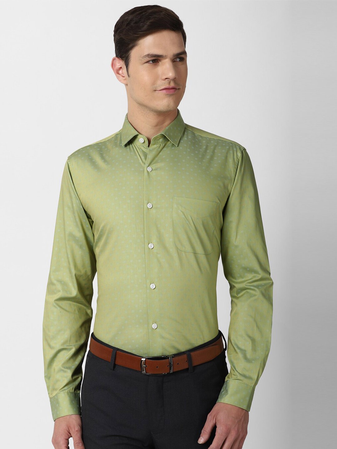 

Peter England Elite Men Green Formal Shirt