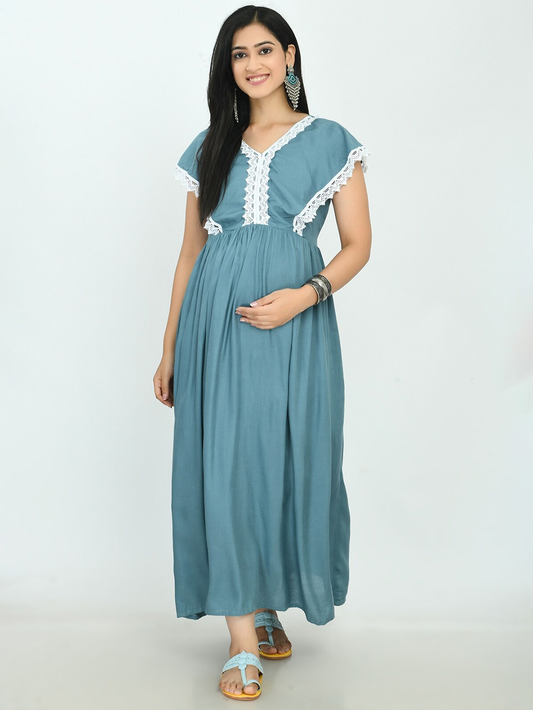 

MAFE Women Blue Maternity Maxi Dress