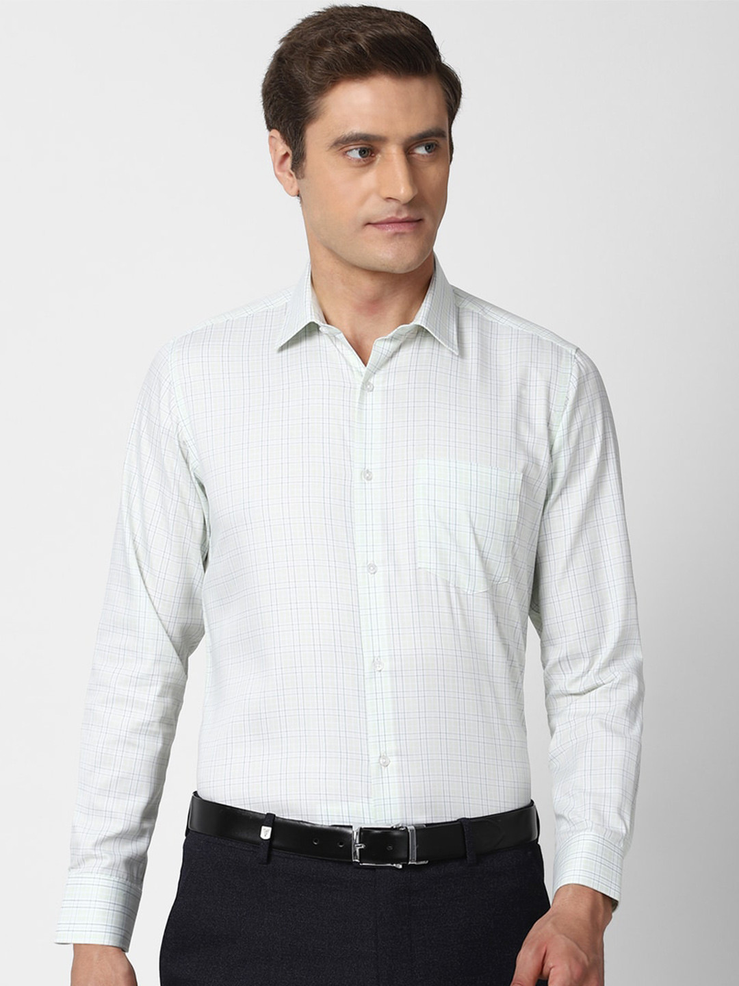 

Van Heusen Men White Grid Tattersall Checked Formal Shirt