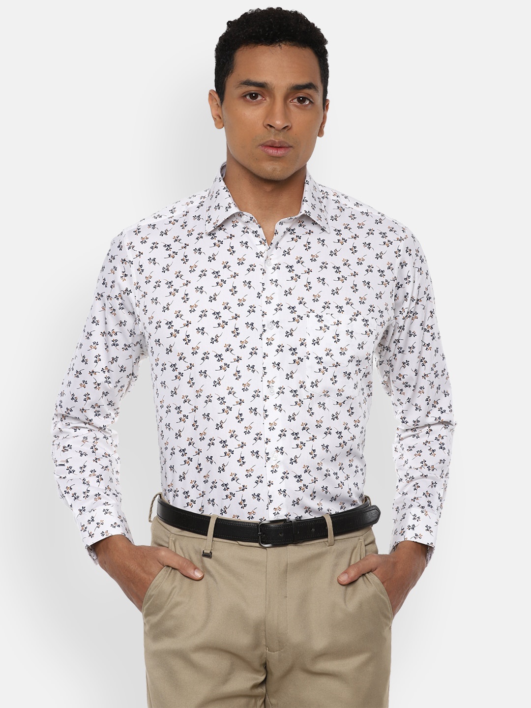 

Van Heusen Men White Floral Printed Formal Shirt
