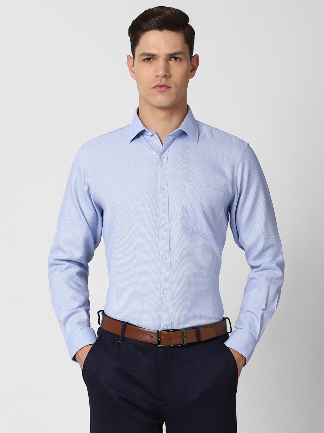 

Van Heusen Men Blue Cotton Formal Shirt