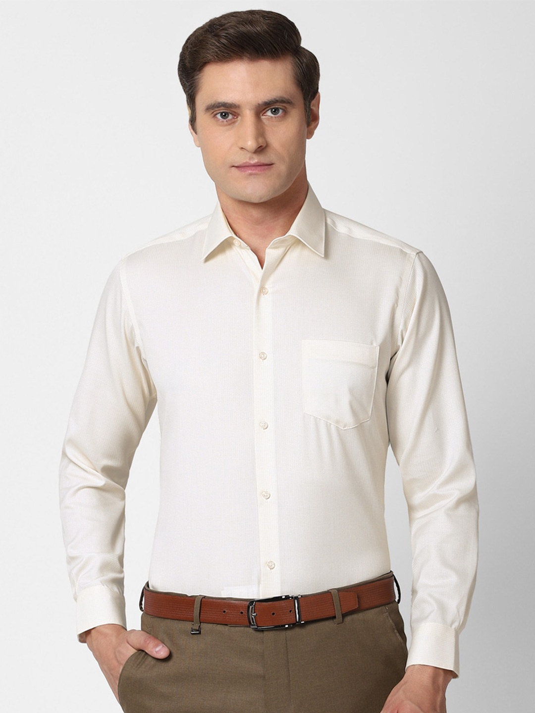 

Van Heusen Men Cream-Coloured Formal Shirt