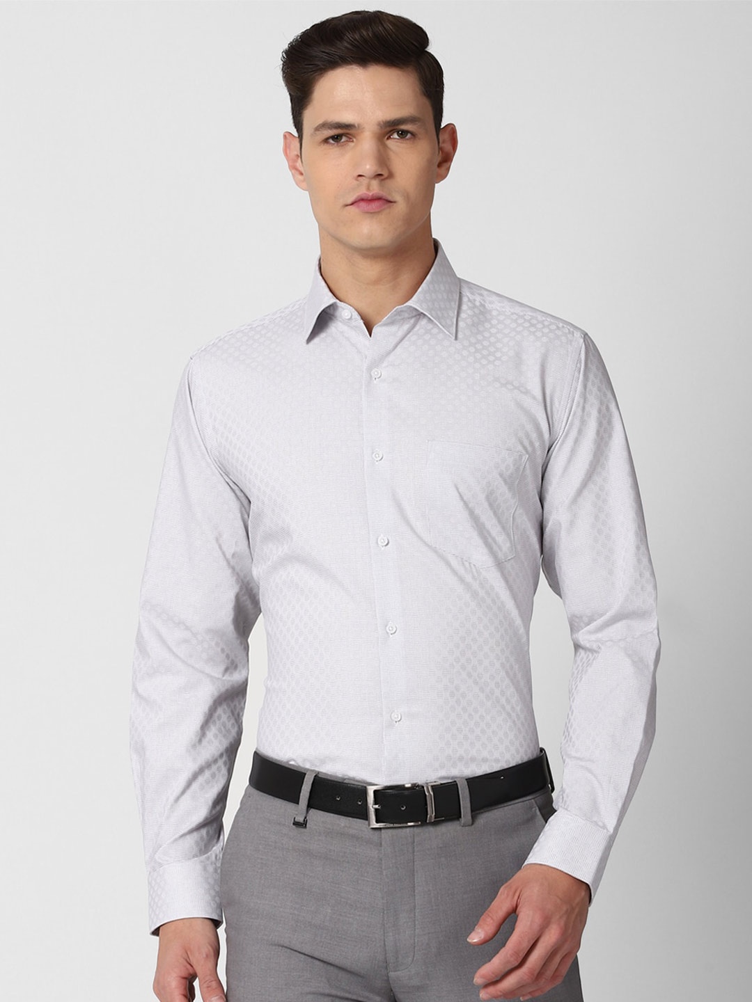

Van Heusen Men Grey Printed Formal Shirt