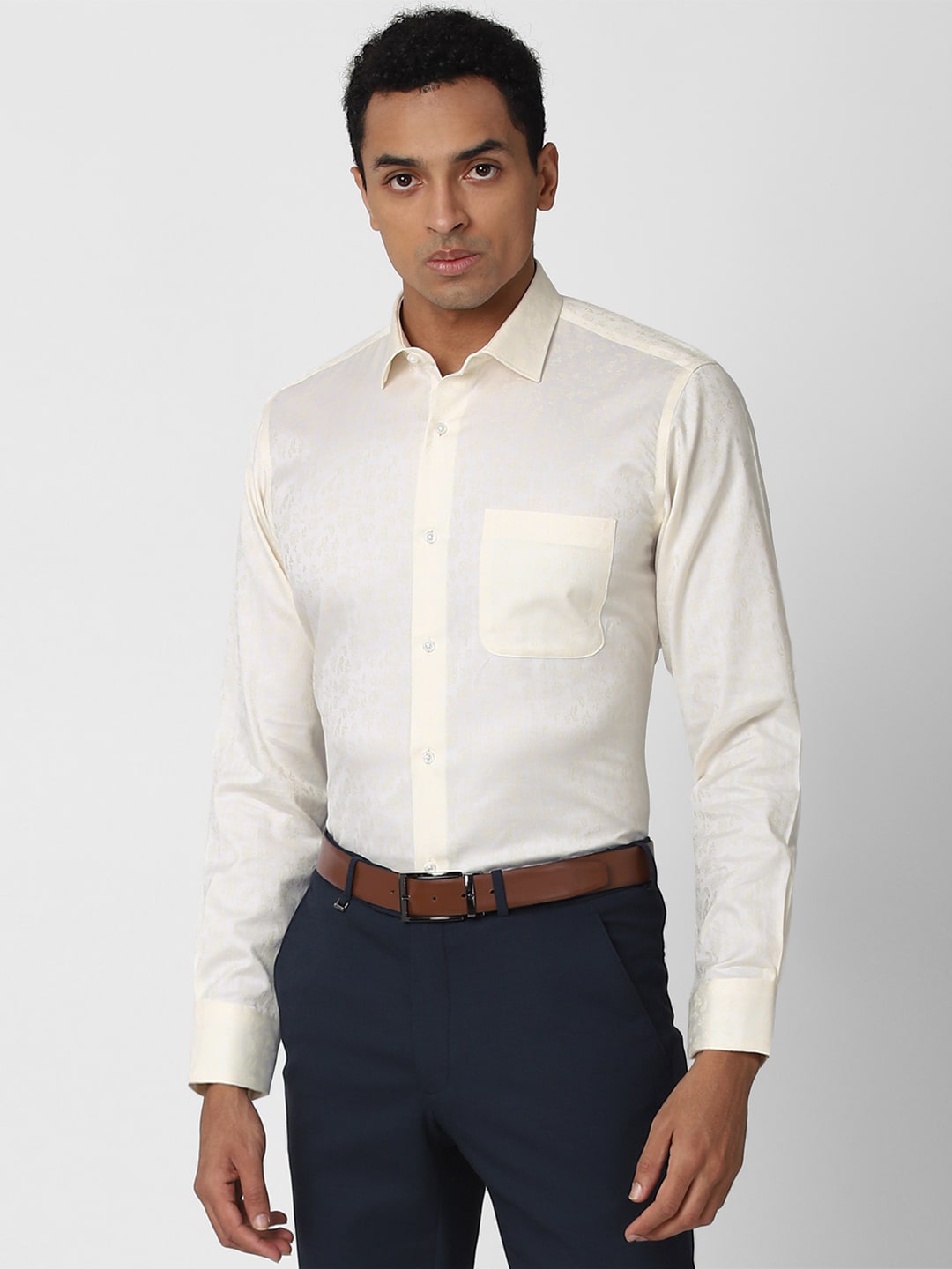 

Van Heusen Men Cream-Coloured Formal Shirt