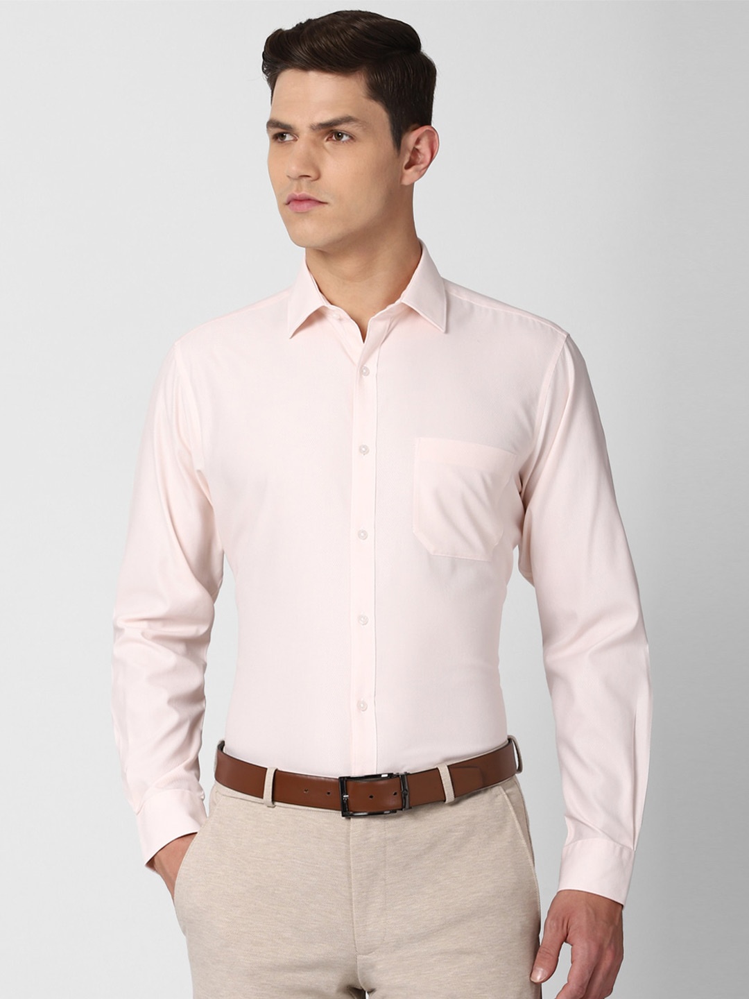 

Van Heusen Men Cream-Coloured Pure Cotton Formal Shirt