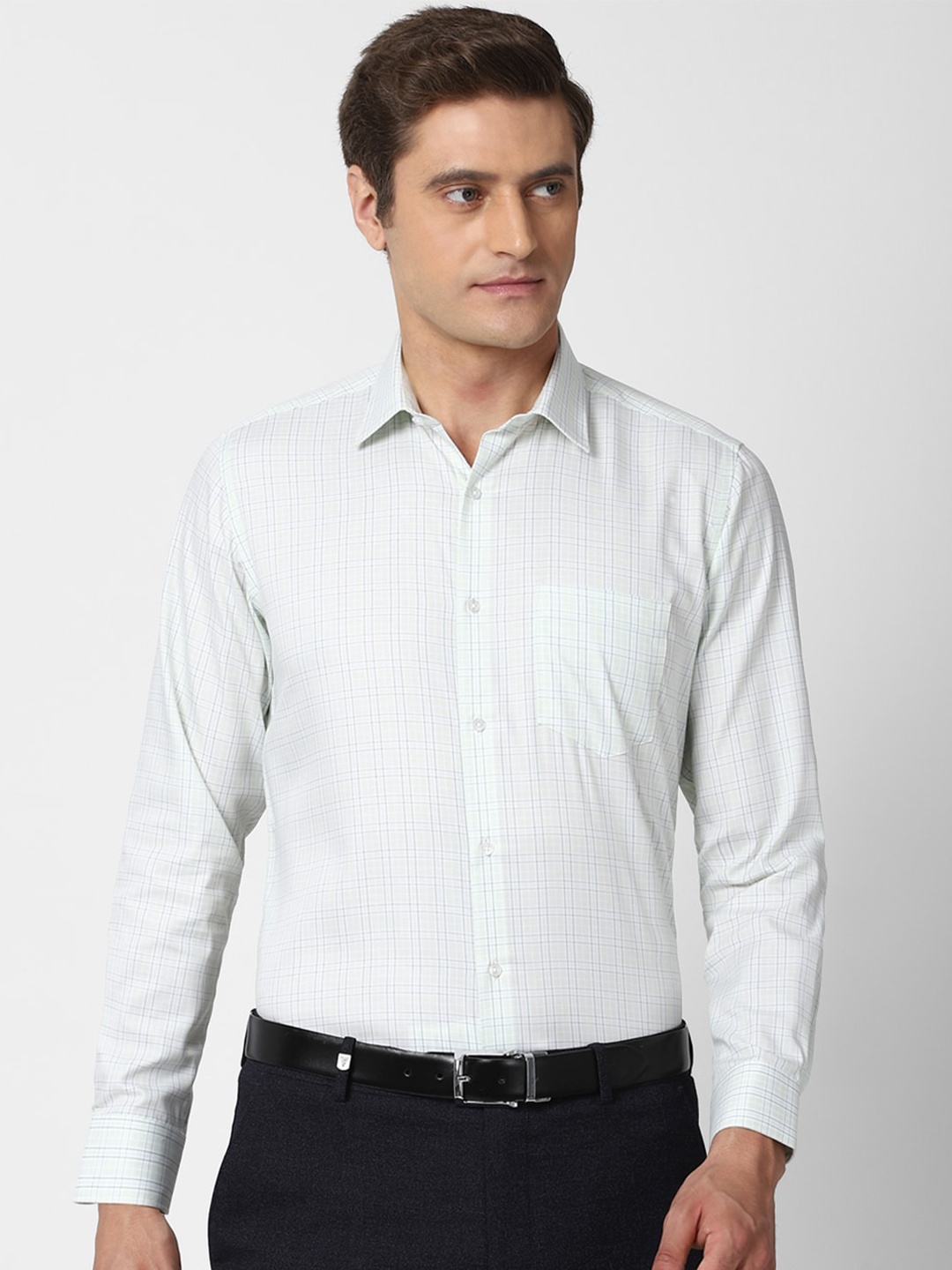 

Van Heusen Men White Grid Tattersall Checked Formal Shirt