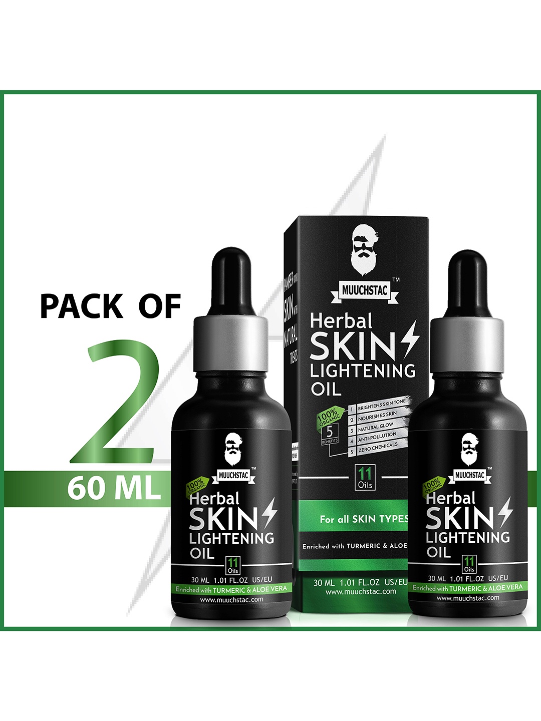

MUUCHSTAC Men Set of 2 Herbal Skin Lightening Oil - 30ml each, Black