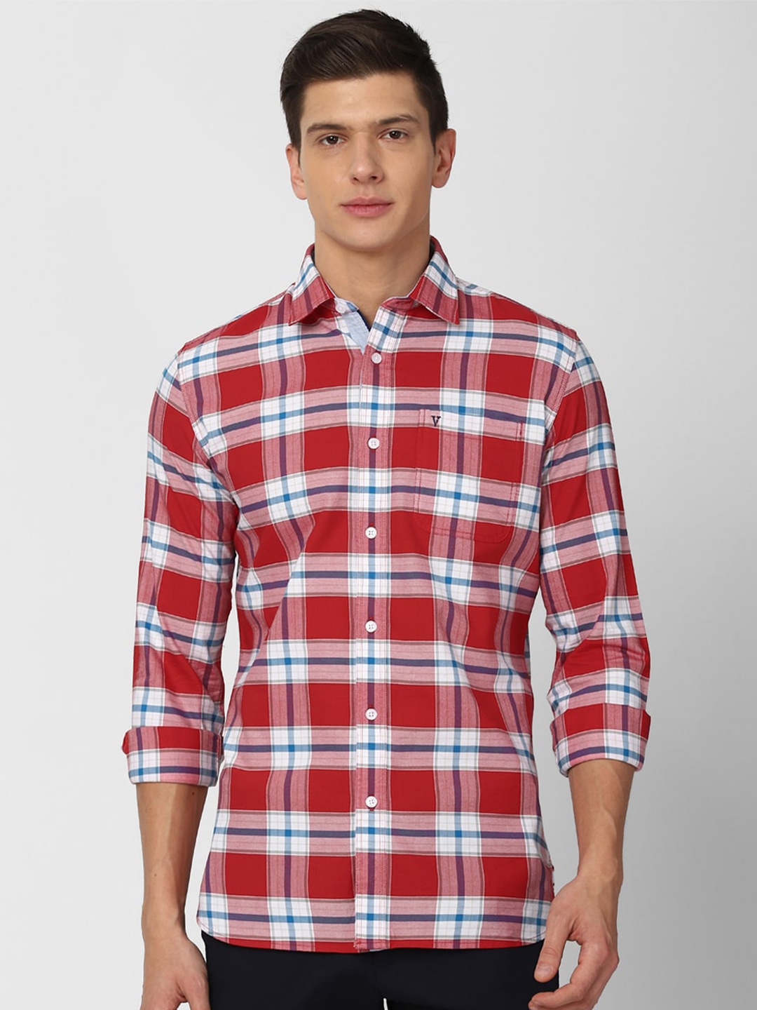 

Van Heusen Sport Men Red & White Slim Fit Tartan Checked Casual Shirt