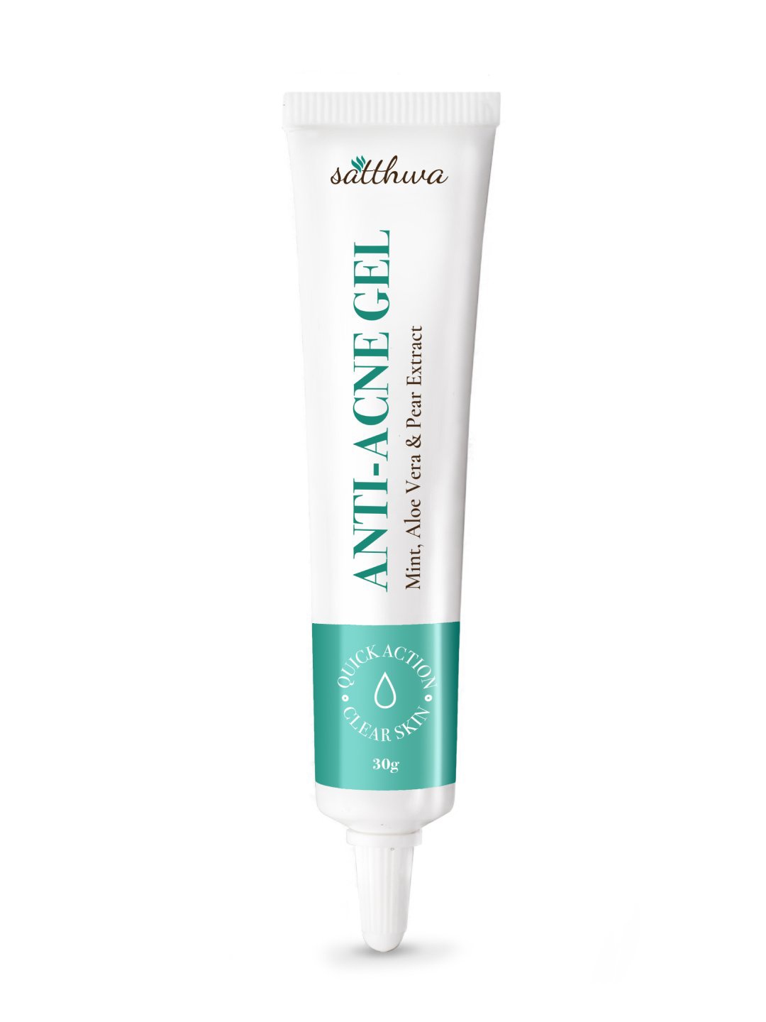 

Satthwa Anti Acne Gel with Mint, Aloe Vera & Pear Extract - 30 g, White