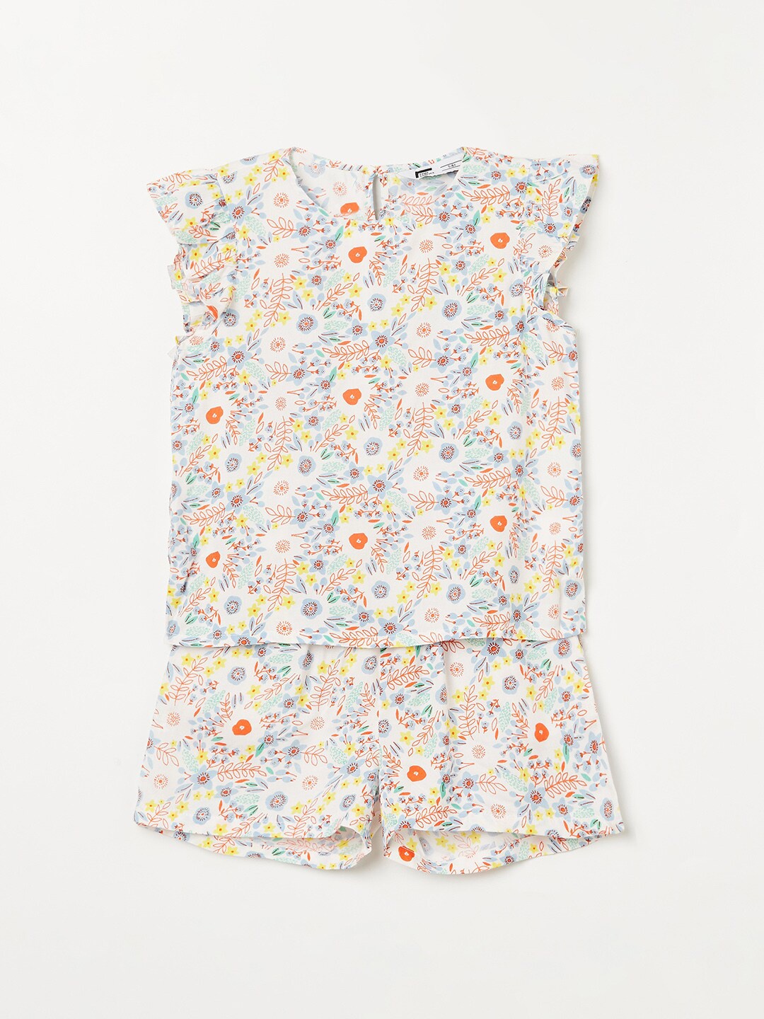 

Fame Forever by Lifestyle Girls White & Orange Printed T-shirt with Shorts