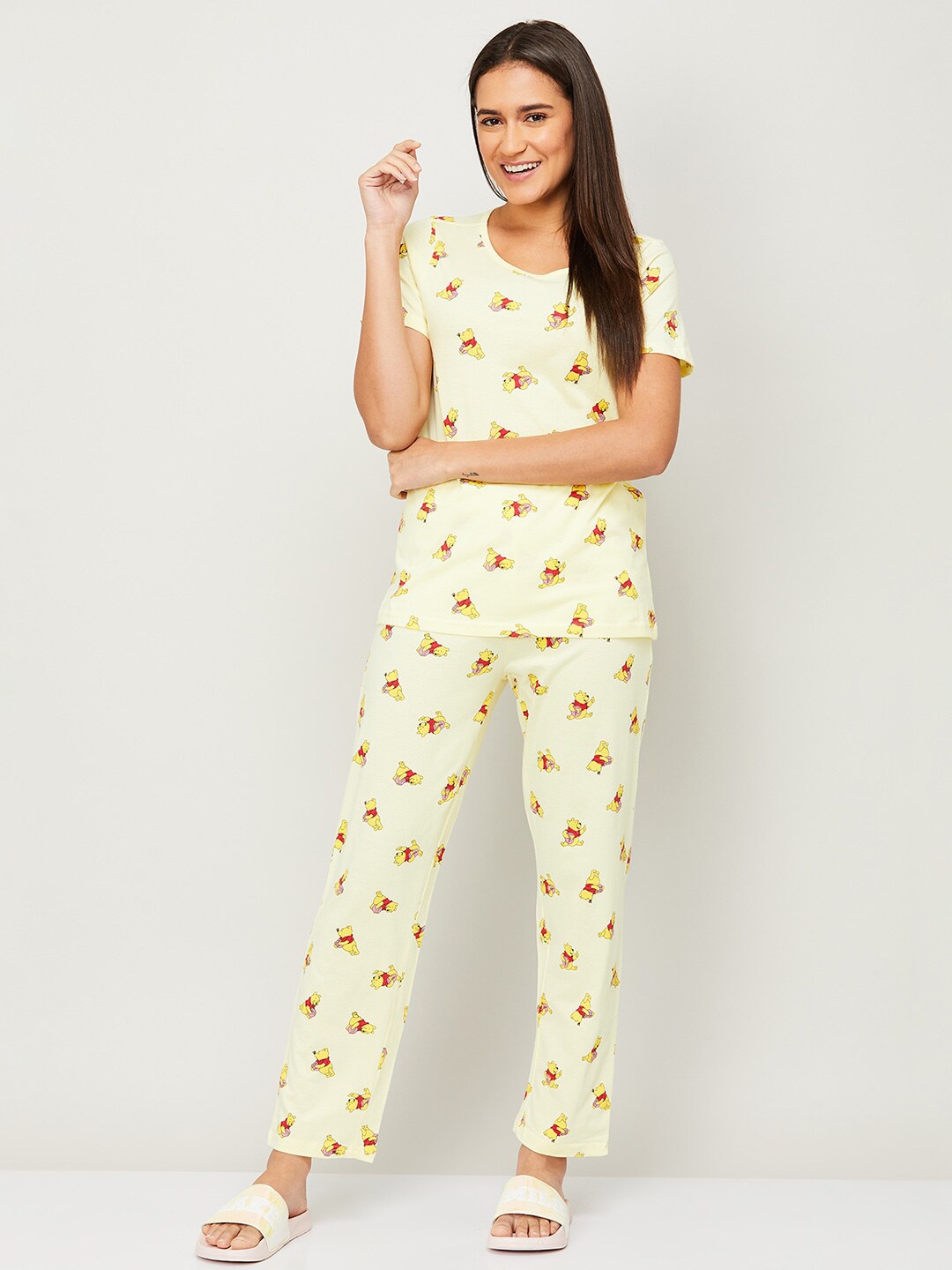 

Ginger by Lifestyle Women Yellow Printed Pure Cotton Night suit