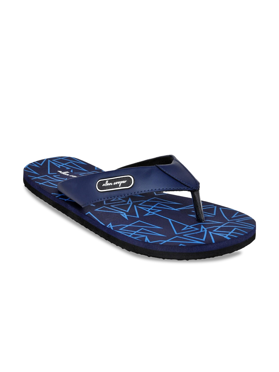 

Allen Cooper Men Blue & White Printed Thong Flip Flops