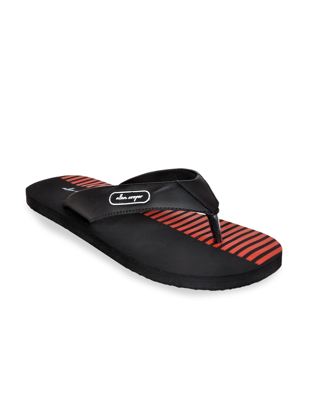 

Allen Cooper Men Black & Red Striped Slip-On