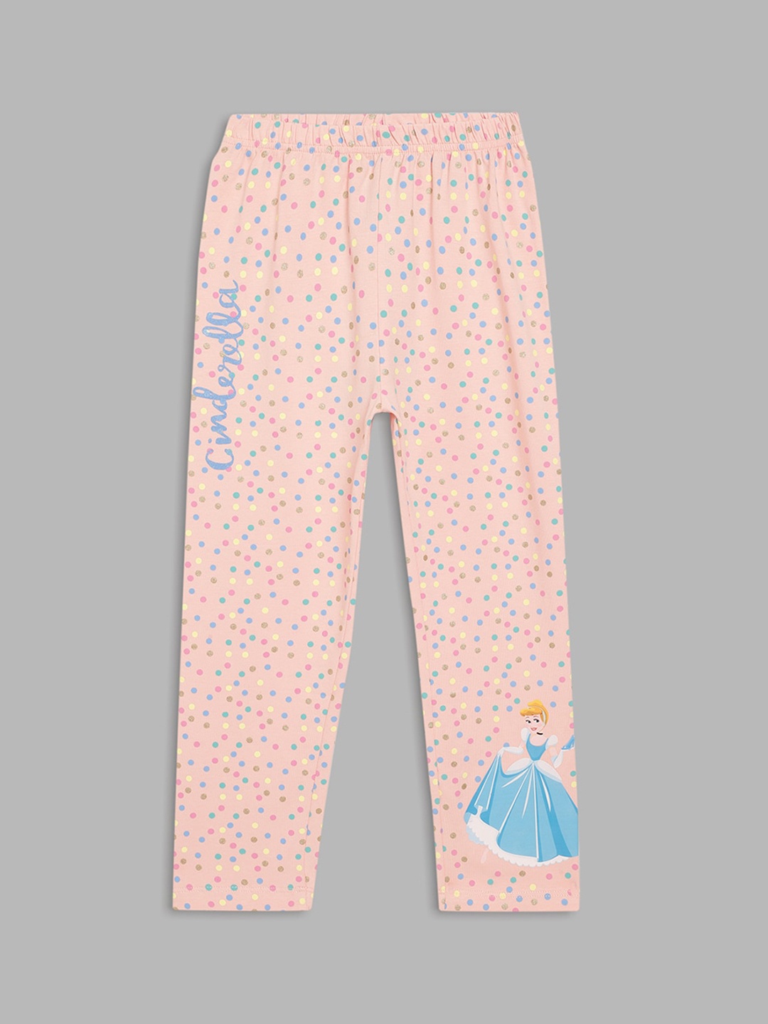 

Blue Giraffe Girls Pink & Blue Cinderella Printed Comfort-Fit Ankle-Length Leggings