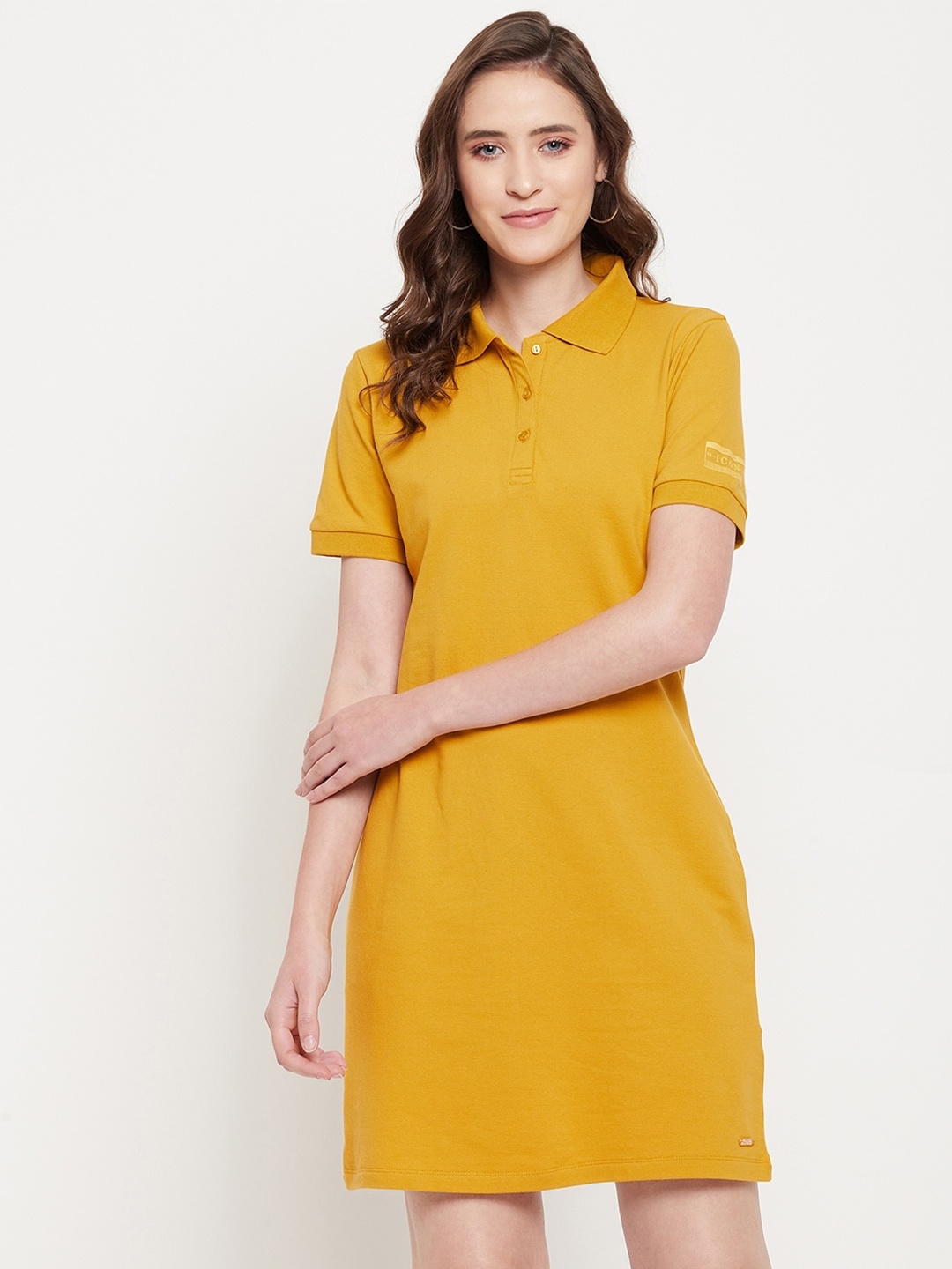 

Madame Mustard Yellow Solid T-shirt Dress